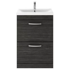 Brooklyn 600mm Black Vanity Unit - Floor Standing 2 Drawer Unit -Arezzo Bathroom Furniture Shop BFS62DBLK d1 460