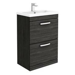 Brooklyn 600mm Black Vanity Unit - Floor Standing 2 Drawer Unit
