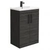 Brooklyn Black Vanity Unit - 600mm Wide with Matt Black Handles
