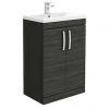 Brooklyn 600mm Black Vanity Unit - Floor Standing 2 Door Unit