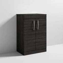 Brooklyn Floor Standing Countertop Vanity Unit - Black - 605mm with Chrome Handles -Arezzo Bathroom Furniture Shop BFS6WTB d4 460