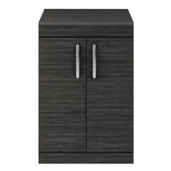 Brooklyn Floor Standing Countertop Vanity Unit - Black - 605mm with Chrome Handles -Arezzo Bathroom Furniture Shop BFS6WTB d4 460