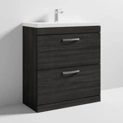 Brooklyn 800 Black Floor Standing Vanity Unit with Thin-Edge Basin -Arezzo Bathroom Furniture Shop BFS8BLKTE d3 460