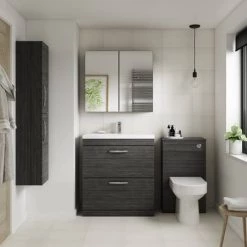Brooklyn 800mm Black Vanity Unit - Floor Standing 2 Drawer Unit -Arezzo Bathroom Furniture Shop BFS8HB detail2 460