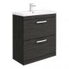 Brooklyn 800mm Black Vanity Unit - Floor Standing 2 Drawer Unit