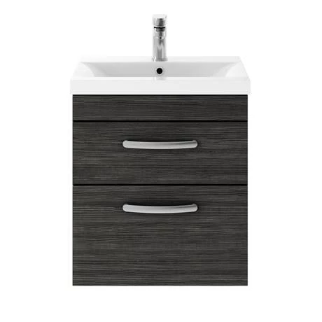 Brooklyn 500mm Black 2 Drawer Wall Hung Vanity Unit 2 Brooklyn 500mm Black 2 Drawer Wall Hung Vanity Unit - Image 2