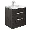 Brooklyn 500mm Black 2 Drawer Wall Hung Vanity Unit