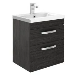 Brooklyn 500mm Black 2 Drawer Wall Hung Vanity Unit