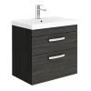 Brooklyn 600 Black Wall Hung 2 Drawer Vanity Unit with Thin-Edge Basin