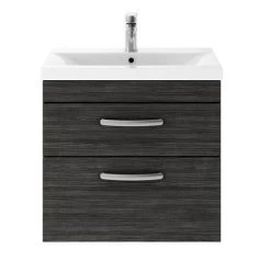 Brooklyn 600mm Black Wall Hung Double Drawer Vanity Unit 9 Brooklyn 600mm Black Wall Hung Double Drawer Vanity Unit -Arezzo Bathroom Furniture Shop BWH6BLK d1 460