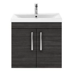 Brooklyn 600mm Black 2 Door Wall Hung Vanity Unit 7 Brooklyn 600mm Black 2 Door Wall Hung Vanity Unit -Arezzo Bathroom Furniture Shop BWH6HB d4 460