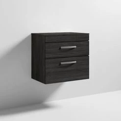 Brooklyn Wall Hung Countertop Vanity Unit - Black - 605mm 2 Drawer -Arezzo Bathroom Furniture Shop BWH6WT2DB n d1 460