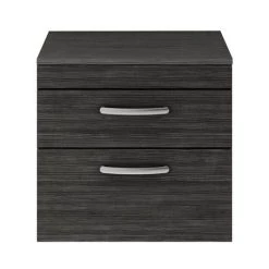 Brooklyn Wall Hung Countertop Vanity Unit - Black - 605mm 2 Drawer -Arezzo Bathroom Furniture Shop BWH6WT2DB d3 460