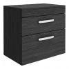 Brooklyn Wall Hung Countertop Vanity Unit - Black - 605mm 2 Drawer