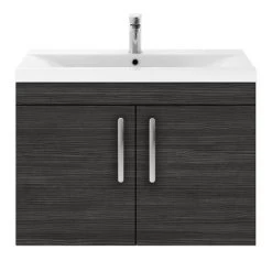 Brooklyn 800mm Black 2 Door Wall Hung Vanity Unit -Arezzo Bathroom Furniture Shop BWH82DBLK d4 460