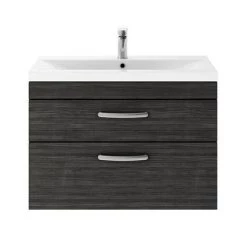 Brooklyn 800mm Black 2 Drawer Wall Hung Vanity Unit 9 Brooklyn 800mm Black 2 Drawer Wall Hung Vanity Unit -Arezzo Bathroom Furniture Shop BWH8BLK2D d4 460