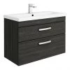 Brooklyn 800mm Black 2 Drawer Wall Hung Vanity Unit