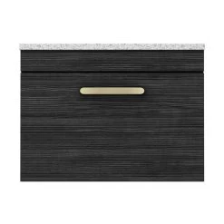 Brooklyn Wall Hung Countertop Vanity - Black - 600mm with White Worktop & Brushed Brass Handle -Arezzo Bathroom Furniture Shop BWHB6WW BB d4 460