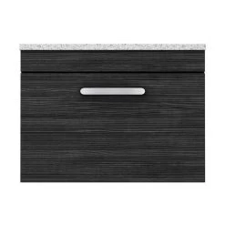 Brooklyn Wall Hung Countertop Vanity Unit - Black - 600mm with White Worktop & Chrome Handle -Arezzo Bathroom Furniture Shop BWHB6WW d4 460