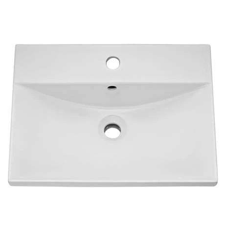 Brooklyn 500 Black Wall Hung 1-Drawer Vanity Unit with Thin-Edge Basin 2 Brooklyn 500 Black Wall Hung 1-Drawer Vanity Unit with Thin-Edge Basin - Image 2