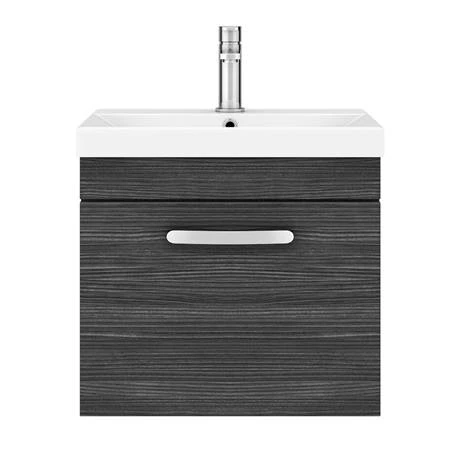 Brooklyn 500 Black Wall Hung 1-Drawer Vanity Unit with Thin-Edge Basin 6 Brooklyn 500 Black Wall Hung 1-Drawer Vanity Unit with Thin-Edge Basin - Image 6