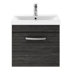 Brooklyn 500mm Black Wall Hung Vanity Unit - Single Drawer 8 Brooklyn 500mm Black Wall Hung Vanity Unit - Single Drawer -Arezzo Bathroom Furniture Shop BWHSD5BLK d1 460