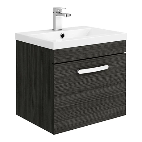 Brooklyn 500mm Black Wall Hung Vanity Unit - Single Drawer 1 Brooklyn 500mm Black Wall Hung Vanity Unit - Single Drawer