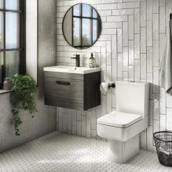 Brooklyn Wall Hung Vanity - Black - 600mm Wide 1-Drawer inc. Matt Black Handle 5 Brooklyn Wall Hung Vanity - Black - 600mm Wide 1-Drawer inc. Matt Black Handle -Arezzo Bathroom Furniture Shop BWHSD6BLK MB d2 460