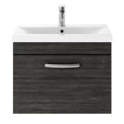 Brooklyn 600mm Black Wall Hung Vanity Unit - Single Drawer -Arezzo Bathroom Furniture Shop BWHSD6BLK d1 460