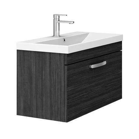 Brooklyn 800 Black Wall Hung 1-Drawer Vanity Unit with Thin-Edge Basin 5 Brooklyn 800 Black Wall Hung 1-Drawer Vanity Unit with Thin-Edge Basin - Image 5