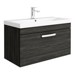 Brooklyn 800 Black Wall Hung 1-Drawer Vanity Unit with Thin-Edge Basin