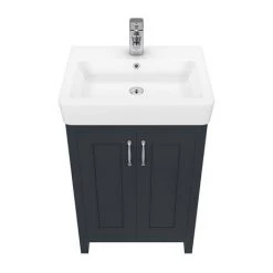 Chatsworth Traditional Graphite Vanity - 560mm Wide -Arezzo Bathroom Furniture Shop C560BLK D4 460