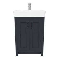 Chatsworth Traditional Graphite Vanity - 560mm Wide -Arezzo Bathroom Furniture Shop C560BLK D5 460
