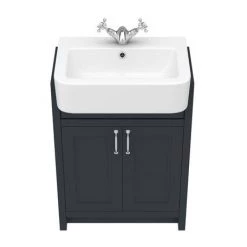 Chatsworth Traditional Graphite Semi-Recessed Vanity - 600mm Wide -Arezzo Bathroom Furniture Shop C600SRBLK D3 460 1