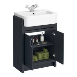 Chatsworth Traditional Graphite Semi-Recessed Vanity - 600mm Wide -Arezzo Bathroom Furniture Shop C600SRBLK d3 460