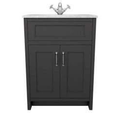 Chatsworth Graphite 610mm Vanity with White Marble Basin Top 8 Chatsworth Graphite 610mm Vanity with White Marble Basin Top -Arezzo Bathroom Furniture Shop C610BLK WHT n d2 460