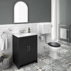 Chatsworth Graphite 610mm Vanity with White Marble Basin Top 10 Chatsworth Graphite 610mm Vanity with White Marble Basin Top -Arezzo Bathroom Furniture Shop C610BLK WHT n d4 460