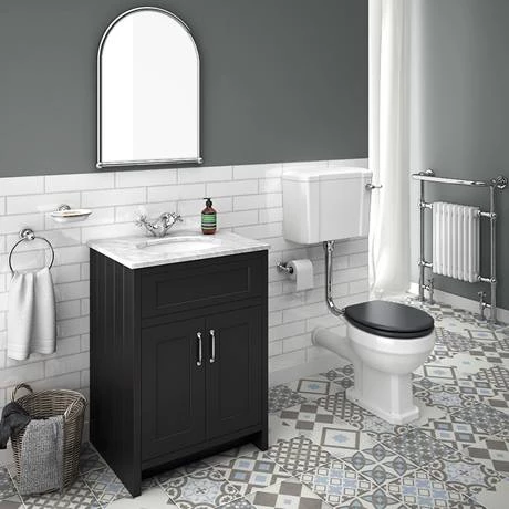 Chatsworth Graphite 610mm Vanity with White Marble Basin Top 5 Chatsworth Graphite 610mm Vanity with White Marble Basin Top - Image 5