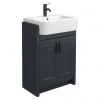 Chatsworth Traditional Graphite Semi-Recessed Vanity - 600mm Wide with Matt Black Handles