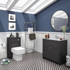Chatsworth Graphite 810mm Vanity with White Marble Basin Top 8 Chatsworth Graphite 810mm Vanity with White Marble Basin Top -Arezzo Bathroom Furniture Shop C810BLK WHT detail1 460