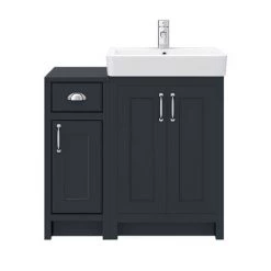 Chatsworth Traditional Graphite 560mm Vanity Sink + 300mm Cupboard Unit -Arezzo Bathroom Furniture Shop C825BLK n d6 460
