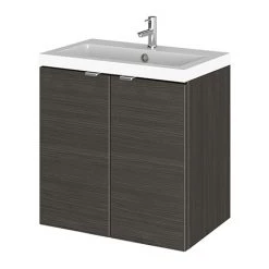 Hudson Reed Fusion 500mm Hacienda Black Full Depth Wall Hung 2-Door Unit & Basin
