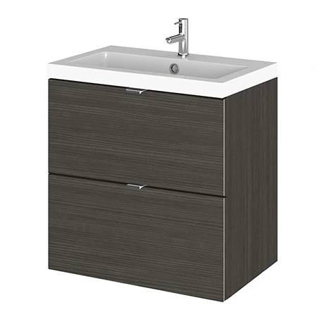 Hudson Reed Fusion 500mm Hacienda Black Full Depth Wall Hung 2-Drawer Unit & Basin 1 Hudson Reed Fusion 500mm Hacienda Black Full Depth Wall Hung 2-Drawer Unit & Basin