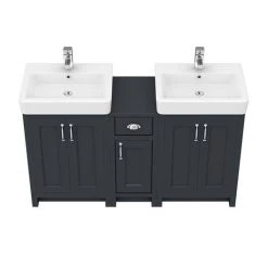 Chatsworth Traditional Graphite Double Basin Vanity + Cupboard Combination Unit -Arezzo Bathroom Furniture Shop CBLK142PK n d2 460