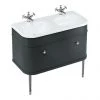 Burlington Chalfont 1000mm Matt Black Single Drawer Double Basin Unit with Chrome Handles