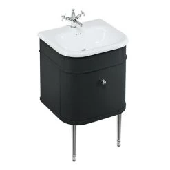 Burlington Chalfont 550mm Matt Black Single Drawer Vanity Unit with Chrome Handle
