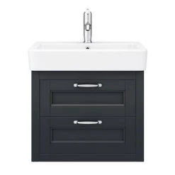 Chatsworth Traditional Graphite 560mm 2 Drawer Wall Hung Vanity -Arezzo Bathroom Furniture Shop CWH560BLK2D d4 460
