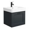 Chatsworth Traditional Graphite Wall Hung Vanity - 560mm Wide with Matt Black Handle