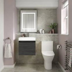 Milan Juno 500 x 360mm Black Wall Hung Vanity Unit -Arezzo Bathroom Furniture Shop JN5HB n d1 460