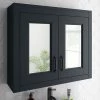 Chatsworth Graphite 2-Door Mirror Cabinet - 690mm Wide with Matt Black Handles